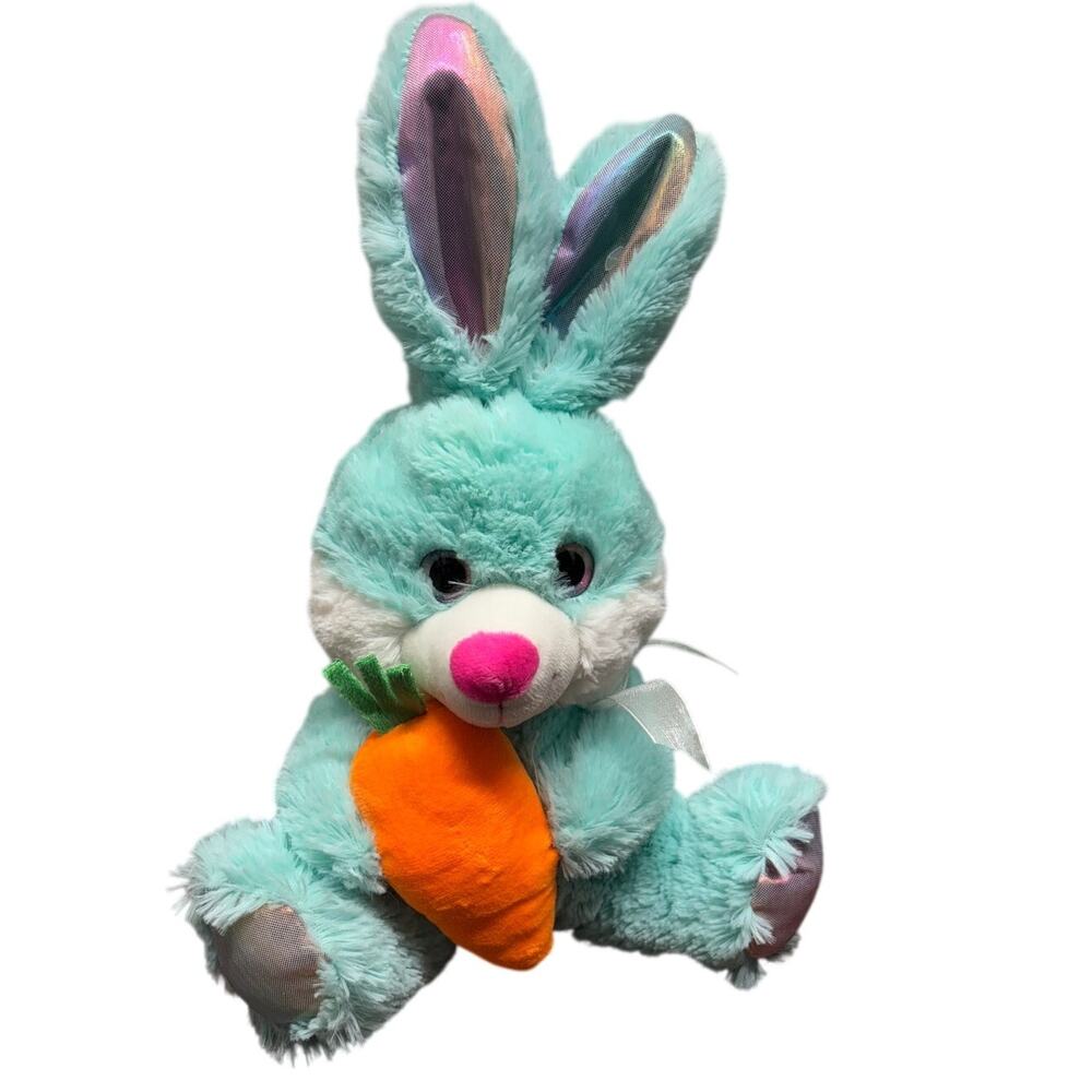 Tom's Toy International Bunny Rabbit Plush Stuffed Animal Glitter Eyes Carrot